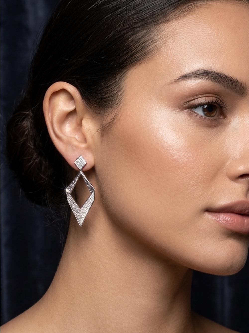 Silver 18K gold plated Zirconia Geometric Drop Earrings